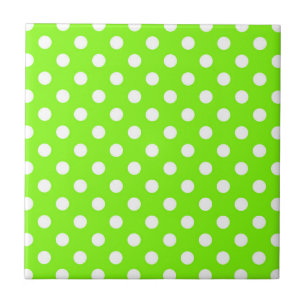 green, white and green polka dots ceramic tile