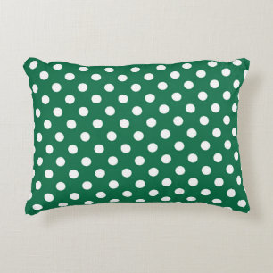 green, white and green polka dots decorative cushion