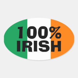 Green White and Orange 100% Irish Oval Sticker