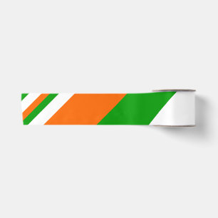 Green, White and Orange Stripes Satin Ribbon