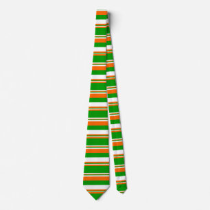 Green, White and Orange Stripes Tie