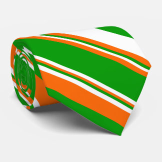 Green, White and Orange Stripes Tie