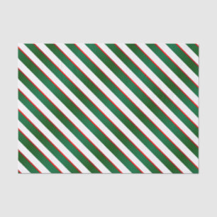 Green, White and Red Diagonal Stripes Tissue Paper