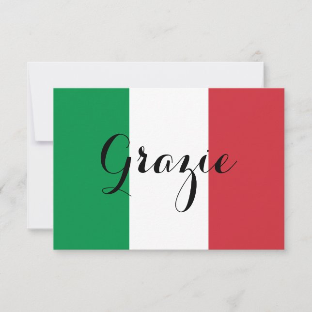 Green White and Red Italian Thank You Card (Front)