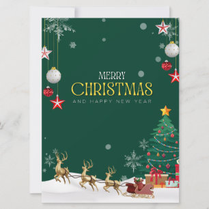 Green White And Yellow Modern Merry Christmas  Holiday Card