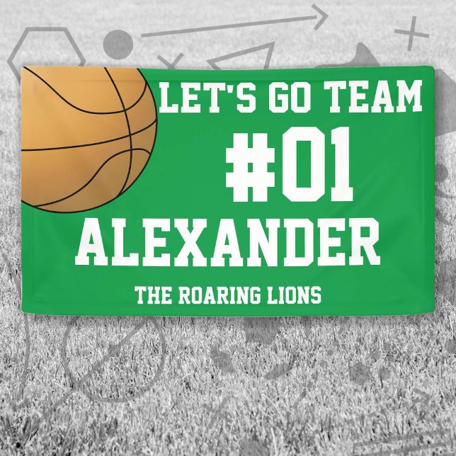 Green White Baseball Team Spirit Banner (Green and White Baseball Let's Go Team Banner. Celebrate your high school or college athlete.)