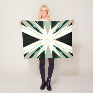Green White Beige Winter Xmas Star Snowflake Warm Fleece Blanket