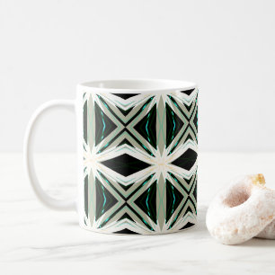 Green White Beige Winter Xmas Starburst Snowflake Coffee Mug