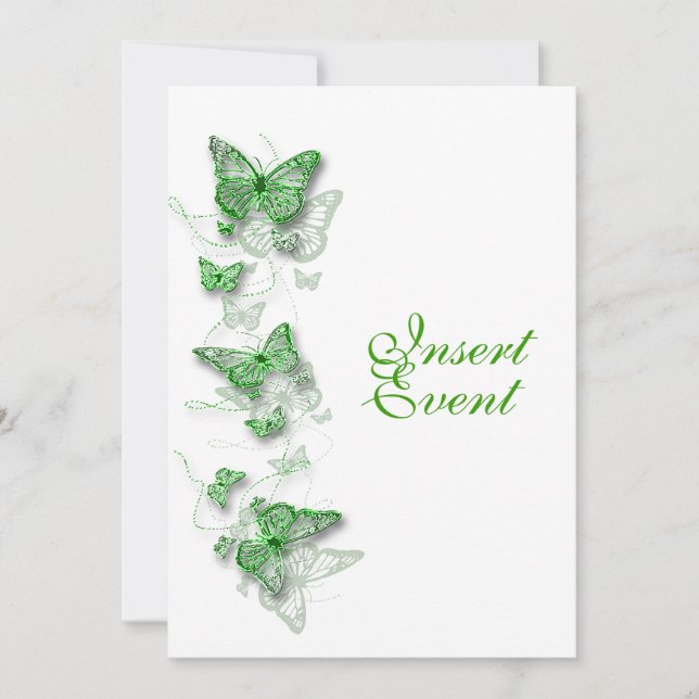 green white birthday engagement wedding invitation (Front)