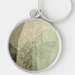 Green white black abstract painting brush stroke key ring