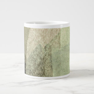 Green white black abstract painting brush stroke large coffee mug