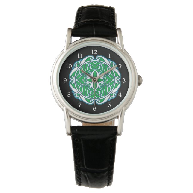 Green White Black Celtic Cross Watch (Front)