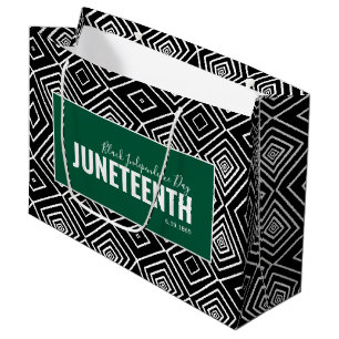 Green White Black Independence Day 1865 JUNETEENTH Large Gift Bag