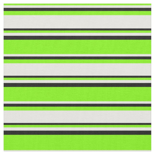 Green, White & Black Striped/Lined Pattern Fabric (Close Up)