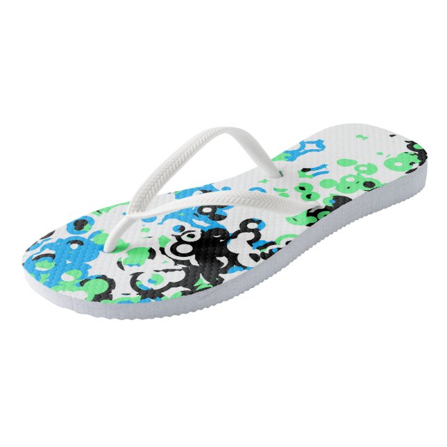 green white black thongs (Angled)