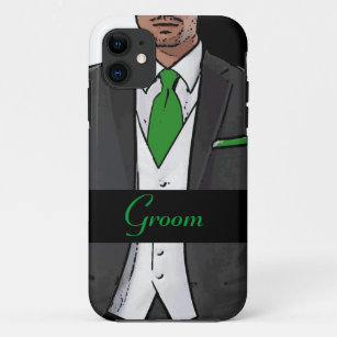 Green white black tuxedo groom iphone 5 case