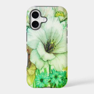 Green + White Blooming Flowers On An iPhone