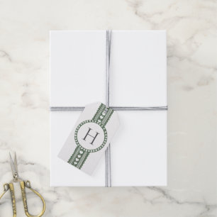 Green & White Botanical Block Print Wedding Gift Tags