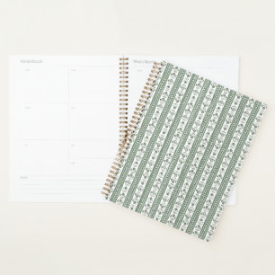 Green & White Botanical Block Print Wedding Planner