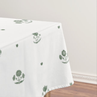 Green & White Botanical Block Print Wedding Tablecloth