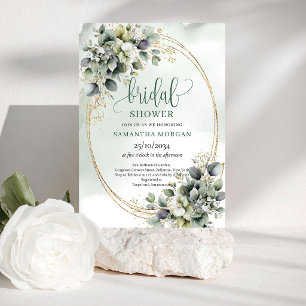Green White Botanical Bridal Shower Invitation