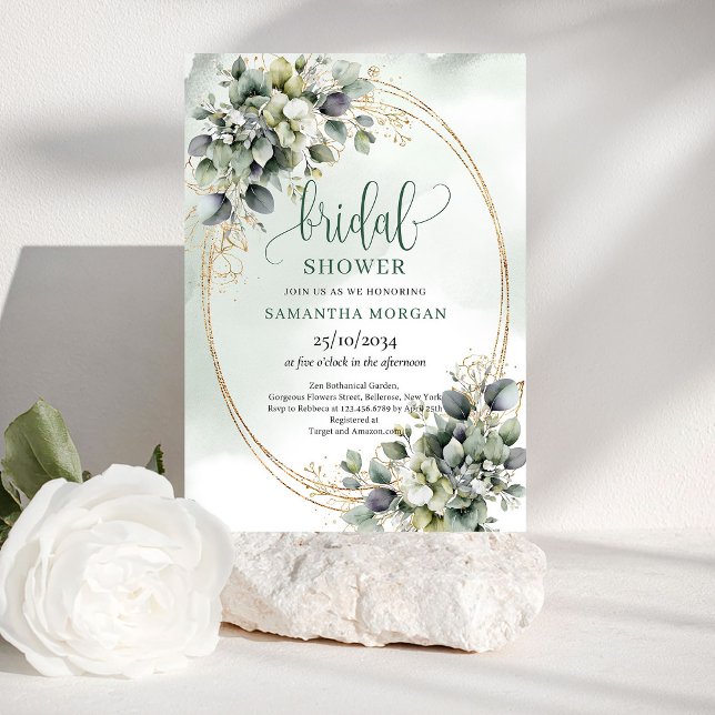  Green White Botanical Bridal Shower Invitation ( Green White Botanical Bridal Shower Invitation)