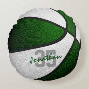 green white boys girls team colours basketball round cushion