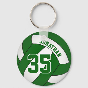green white boys' team colours volleyball key ring