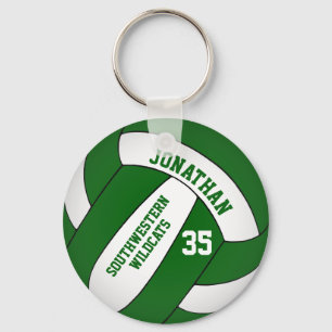 green white boys' team name volleyball key ring