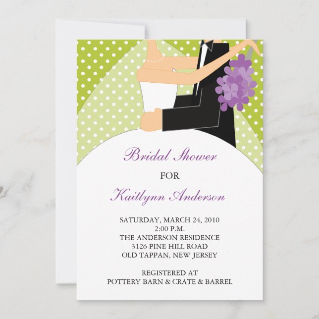 Green & White Bride Bridal Shower Invitation (Front)