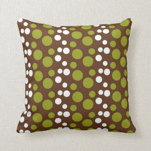 Green White Brown Polka Dots Pattern Cushion