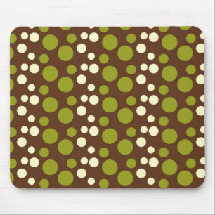 Green White Brown Polka Dots Pattern Mouse Pad