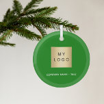 Green white business company logo glass tree decoration<br><div class="desc">A classic green background.  Personalise and add your business,  company logo and a text.  If you want the it without text,  use your back-space key to delete.</div>