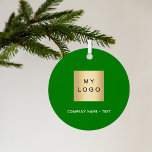 Green white business company logo metal tree decoration<br><div class="desc">A classic green background.  Personalise and add your business,  company logo and a text.  If you want the it without text,  use your back-space key to delete.</div>