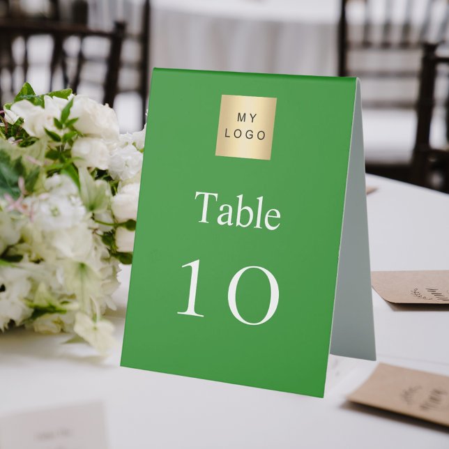 Green white business logo table number (Creator Uploaded)