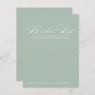 Green White Calligraphy Wedding Bucket List Cards