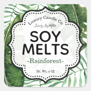 Green White Calming Tropical Soy Wax Melt Labels