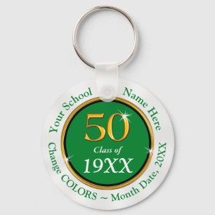 Green White Cheap Personalised Class Reunion Gifts Key Ring
