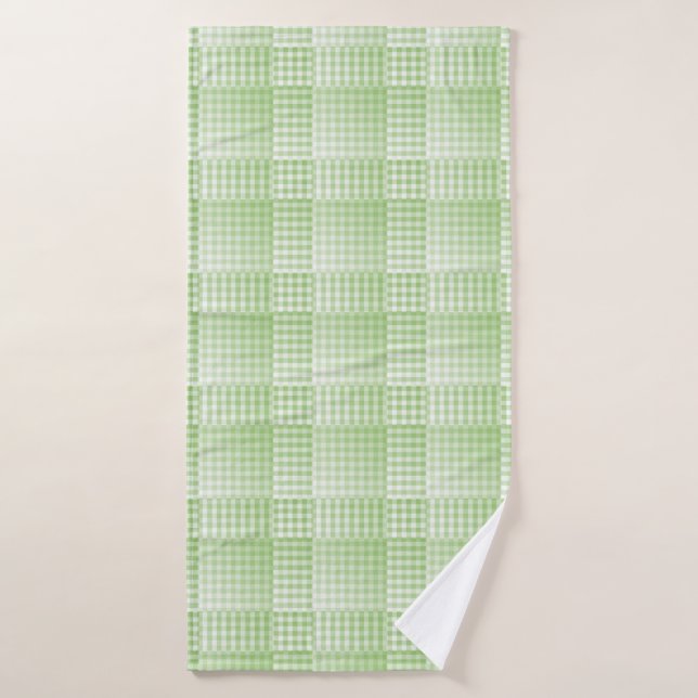 Green White Checker Abstract Pattern Bath Towel (Bath Towel)
