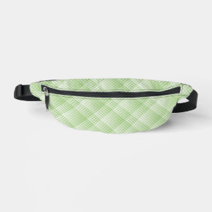 Green White Checker Abstract Pattern Bum Bags