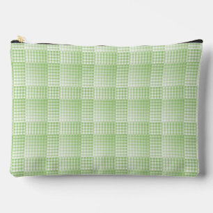 Green White Checker Abstract Pattern Large Accessory Pouch