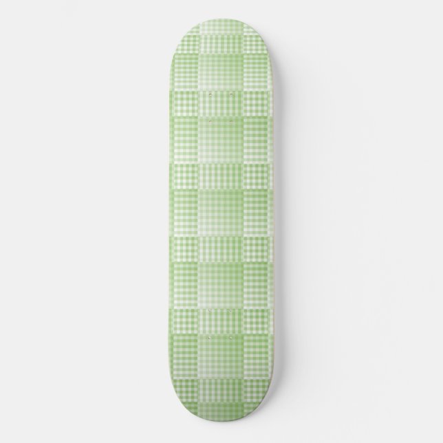 Green White Checker Abstract Pattern Skateboard (Front)