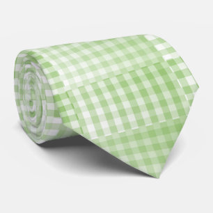 Green White Checker Abstract Pattern Tie