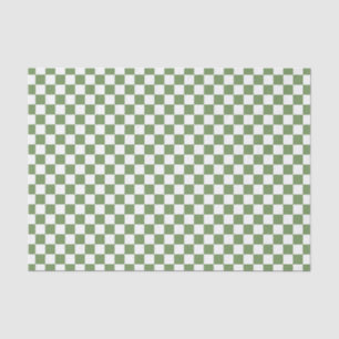 Green White Chequerboard Pattern Tissue Paper