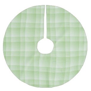 Green White Chequered Abstract Pattern Brushed Polyester Tree Skirt