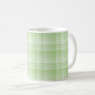 Green White Chequered Abstract Pattern Coffee Mug