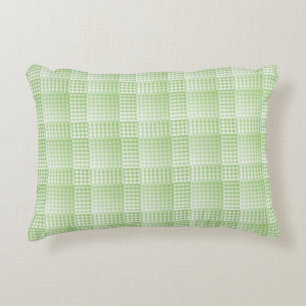Green White Chequered Abstract Pattern Decorative Cushion