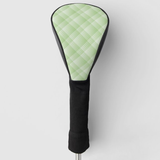 Green White Chequered Abstract Pattern Golf Head Cover (Front)