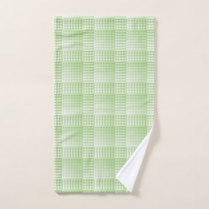 Green White Chequered Abstract Pattern Hand Towel