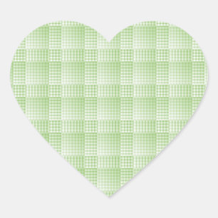 Green White Chequered Abstract Pattern Heart Sticker